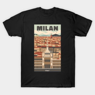 A Vintage Travel Art of Milan - Italy T-Shirt